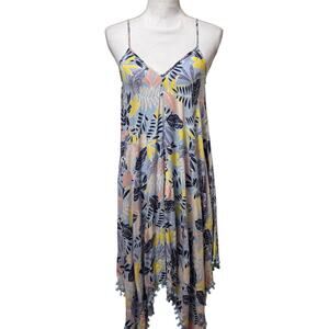 GOA BEACHWEAR BY JAPNA BLUE YELLOW PINK SWIMSUIT WOMEN COVERUP SIZE SMALL